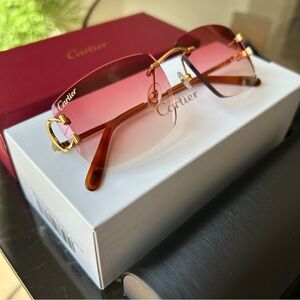 Cartier Sunglasses with Rose Lenses and Gold frame
